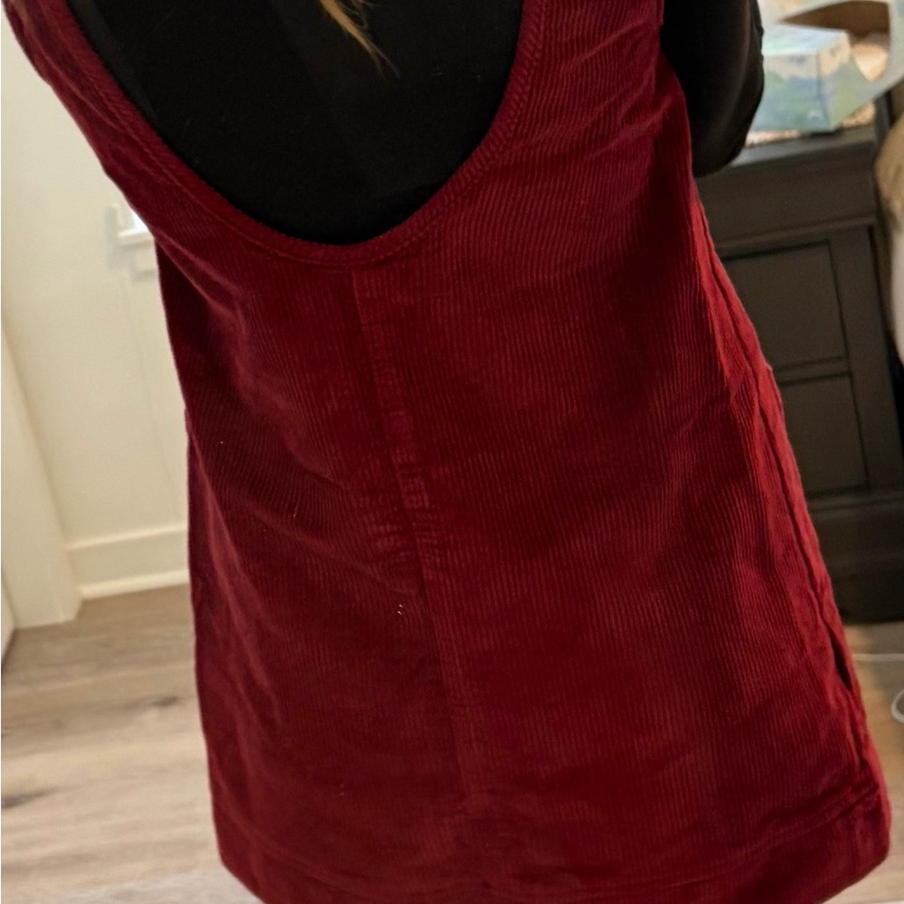 Burgundy Corduroy Dress with Pockets - Picture 3 of 3